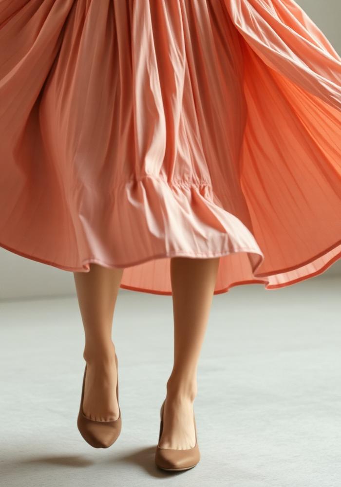 Jupe plissée Corail
